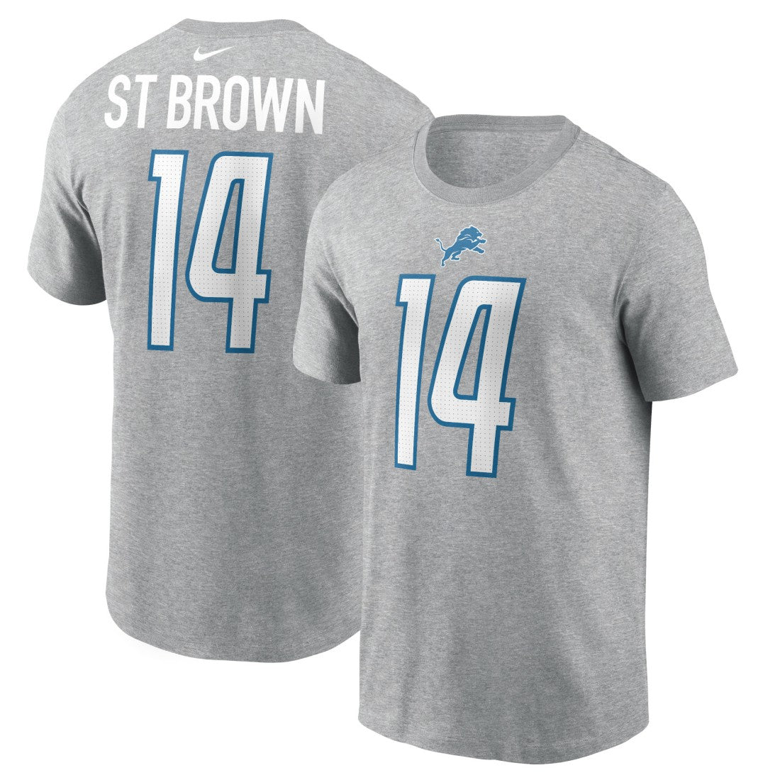 Amon-Ra St. Brown Detroit Lions Player Name & Number T-Shirt Gray | Nike for Sale