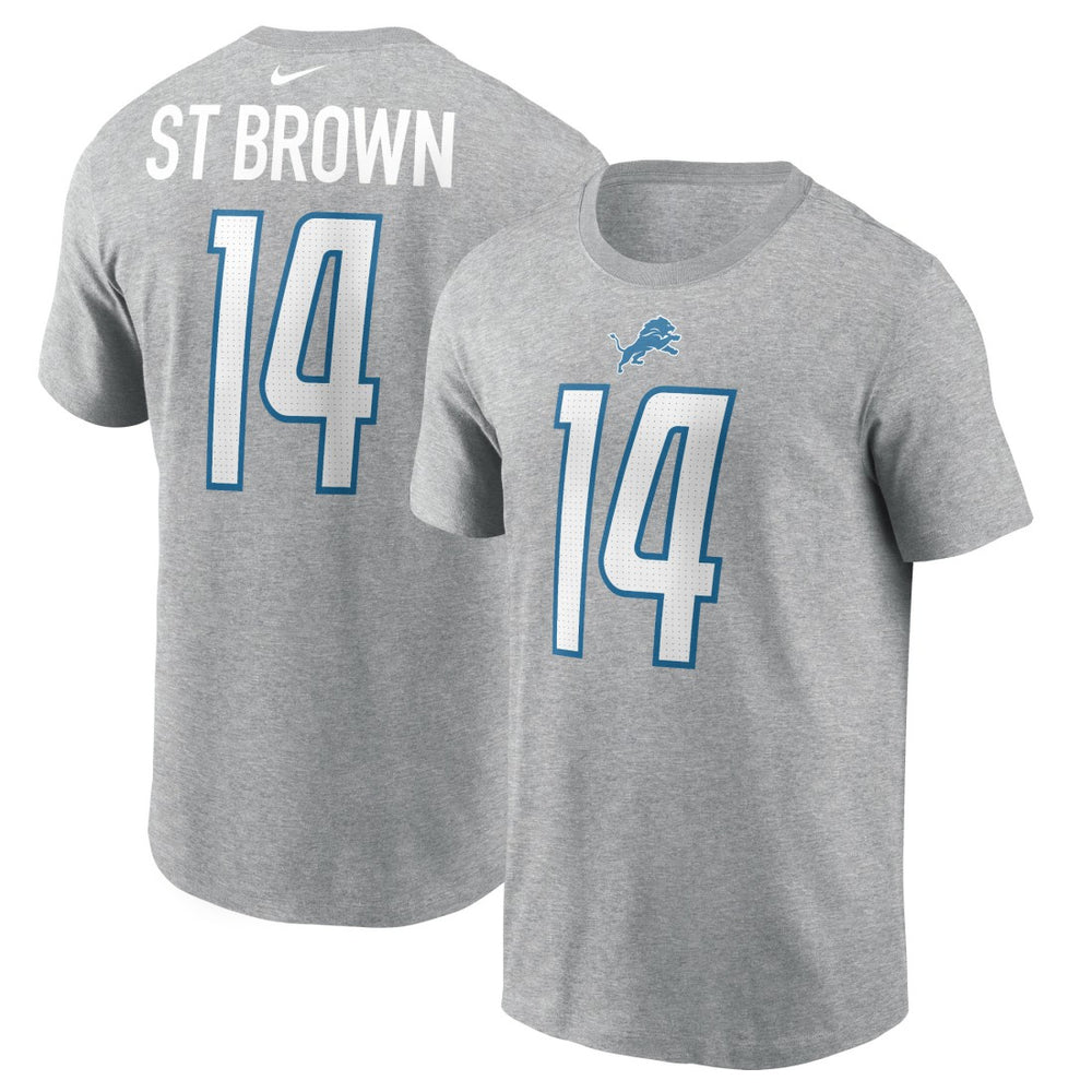 Amon-Ra St. Brown Detroit Lions Player Name & Number T-Shirt Gray | Nike for Sale