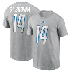 Amon-Ra St. Brown Detroit Lions Player Name & Number T-Shirt Gray | Nike for Sale