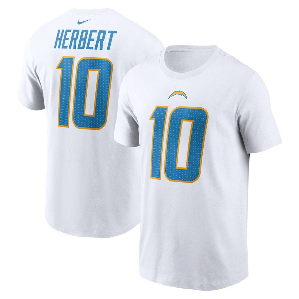 Justin Herbert Los Angeles Chargers Player Name & Number T-Shirt White | Nike for Sale