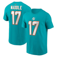Jaylen Waddle Miami Dolphins Player Name & Number T-Shirt Aqua | Nike for Sale