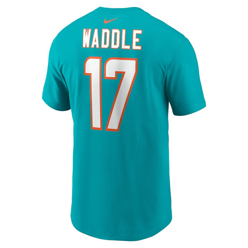 Jaylen Waddle Miami Dolphins Player Name & Number T-Shirt Aqua | Nike for Sale