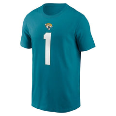 Travis Etienne Jacksonville Jaguars Player Name & Number T-Shirt Teal | Nike for Sale