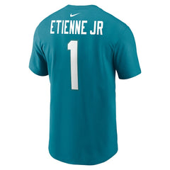 Travis Etienne Jacksonville Jaguars Player Name & Number T-Shirt Teal | Nike for Sale