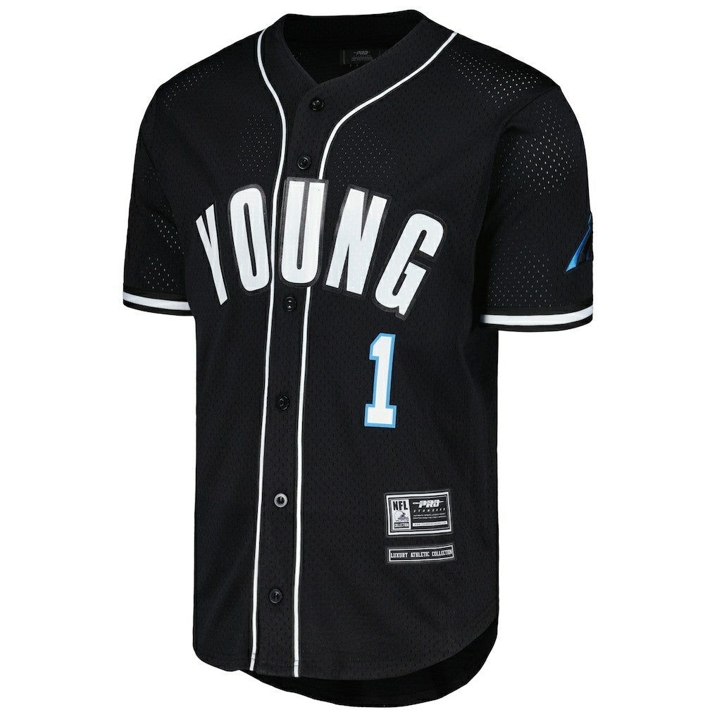 Bryce Young Carolina Panthers Pro Standard Mesh Baseball Button-Up T-Shirt Black | NFL