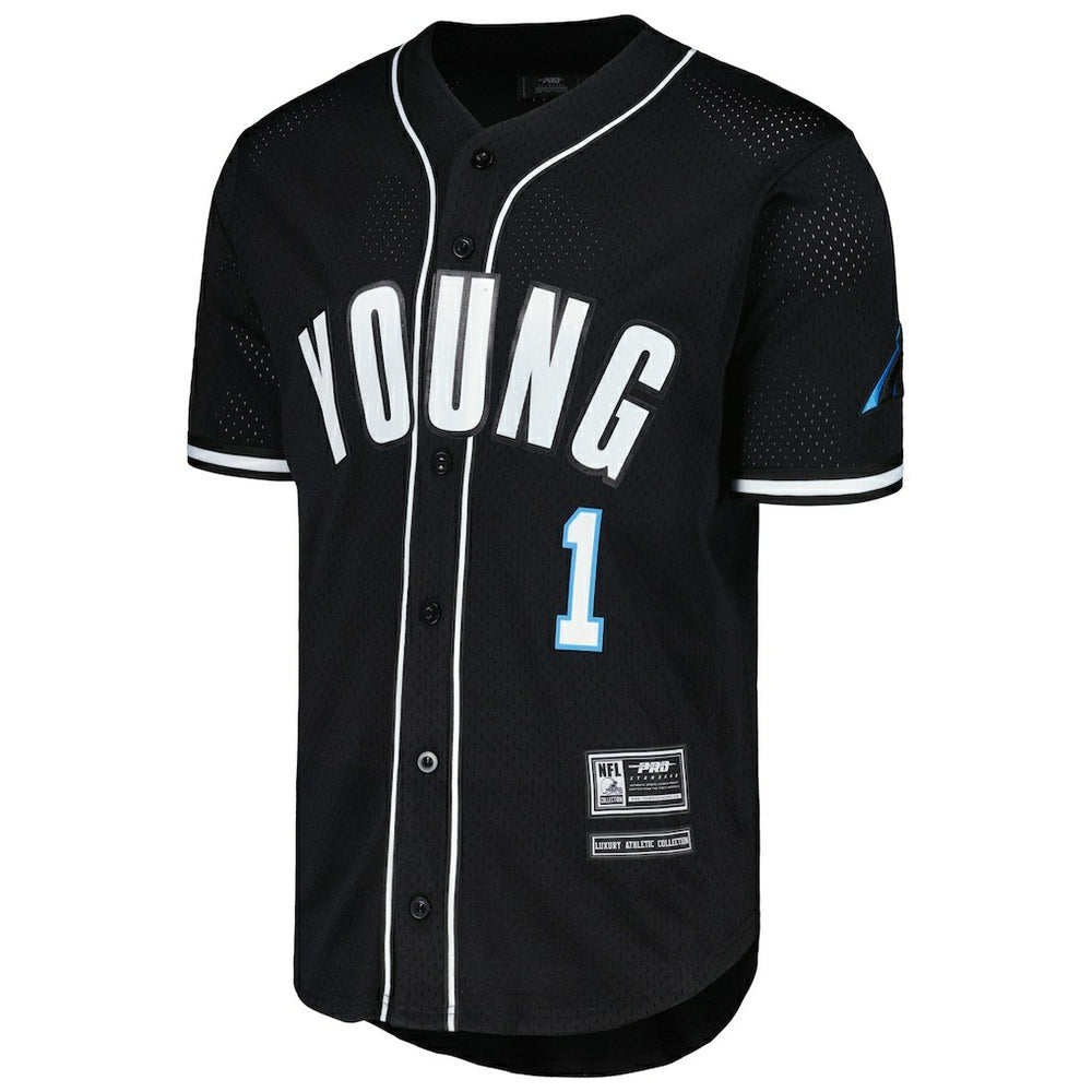 Bryce Young Carolina Panthers Pro Standard Mesh Baseball Button-Up T-Shirt Black | NFL