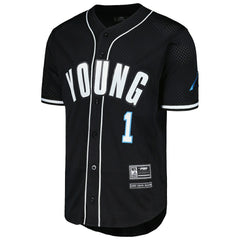 Bryce Young Carolina Panthers Pro Standard Mesh Baseball Button-Up T-Shirt Black | NFL