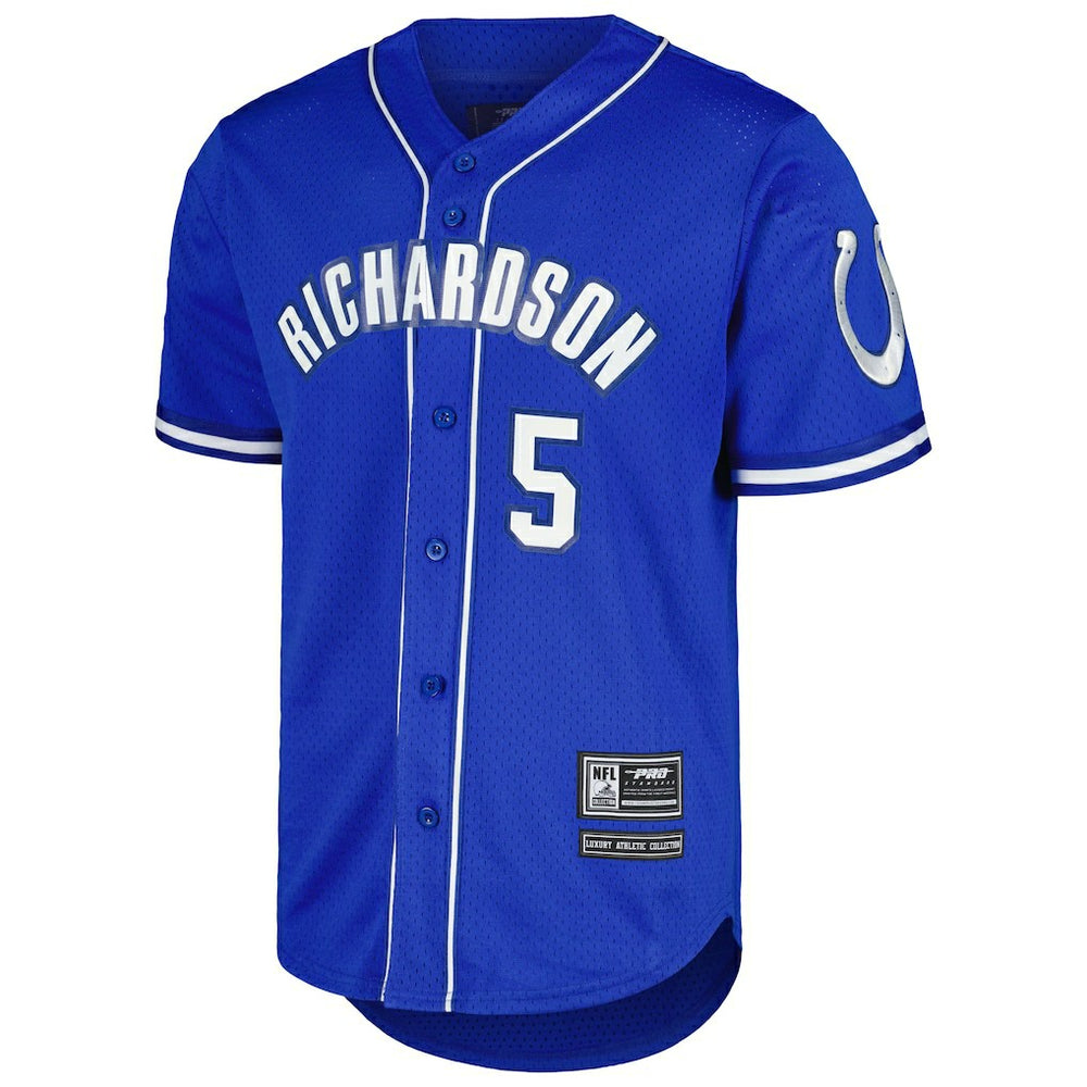 Anthony Richardson Indianapolis Colts Pro Standard Mesh Baseball Button-Up T-Shirt Royal | NFL