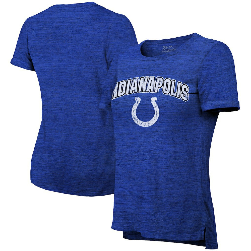 Indianapolis Colts Majestic Threads Women's Indiana Nights Alternate Tri-Blend Boyfriend T-Shirt Heather Blue | NFL