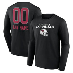 Arizona Cardinals Personalized Name & Number Team Wordmark Long Sleeve T-Shirt Black | NFL