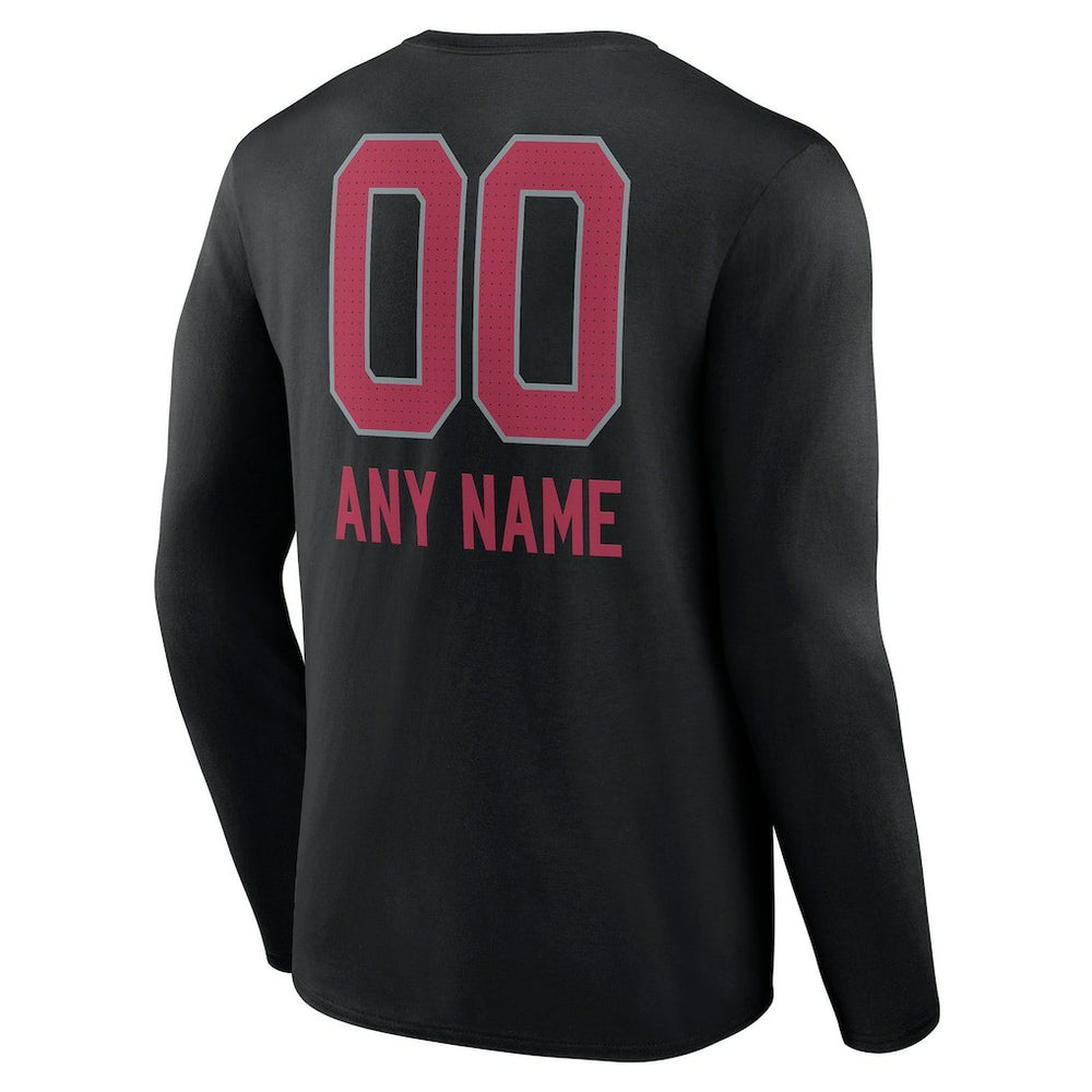 Arizona Cardinals Personalized Name & Number Team Wordmark Long Sleeve T-Shirt Black | NFL