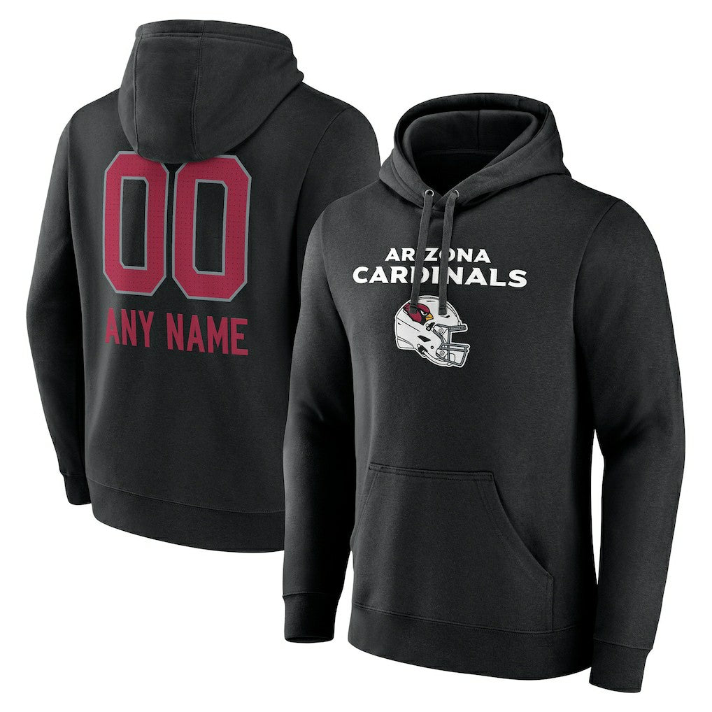 Arizona Cardinals Personalized Name & Number Team Wordmark Pullover Hoodie Black | NFL