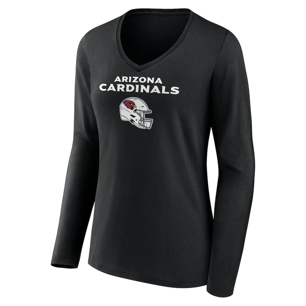 Arizona Cardinals Women's Personalized Name & Number Team Wordmark Long Sleeve V-Neck T-Shirt Black | NFL