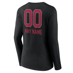 Arizona Cardinals Women's Personalized Name & Number Team Wordmark Long Sleeve V-Neck T-Shirt Black | NFL