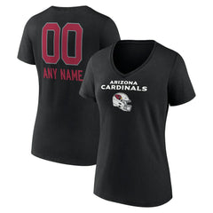 Arizona Cardinals Women's Personalized Name & Number Team Wordmark V-Neck T-Shirt Black | NFL