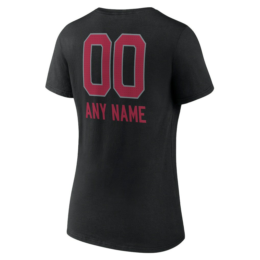 Arizona Cardinals Women's Personalized Name & Number Team Wordmark V-Neck T-Shirt Black | NFL