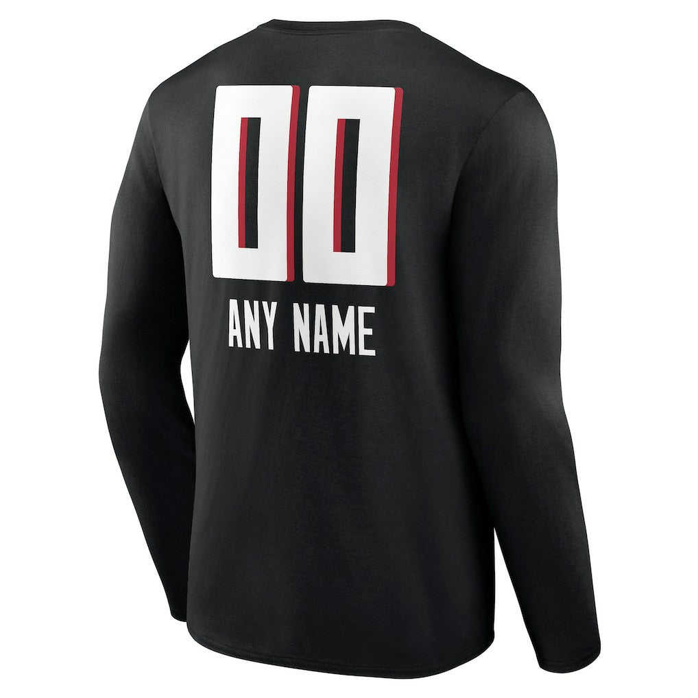 Atlanta Falcons Personalized Name & Number Team Wordmark Long Sleeve T-Shirt Black | NFL