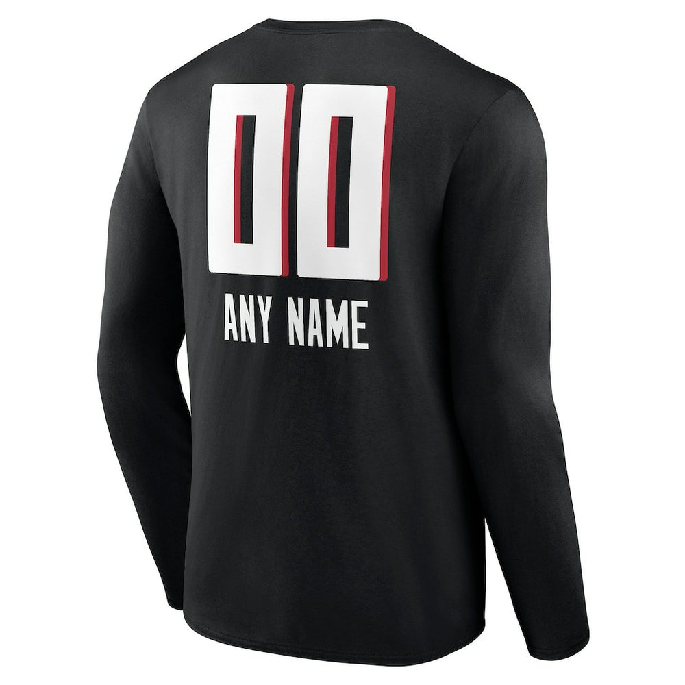 Atlanta Falcons Personalized Name & Number Team Wordmark Long Sleeve T-Shirt Black | NFL