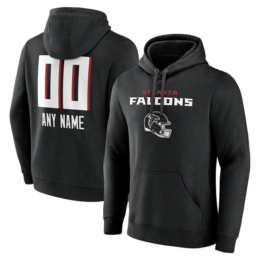 Atlanta Falcons Personalized Name & Number Team Wordmark Pullover Hoodie Black | NFL