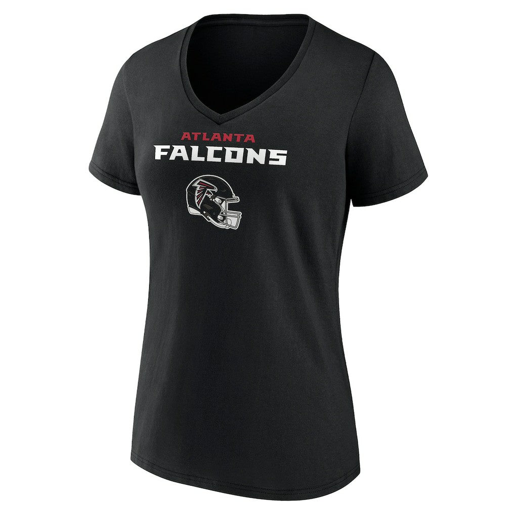 Atlanta Falcons Women's Personalized Name & Number Team Wordmark V-Neck T-Shirt Black | NFL