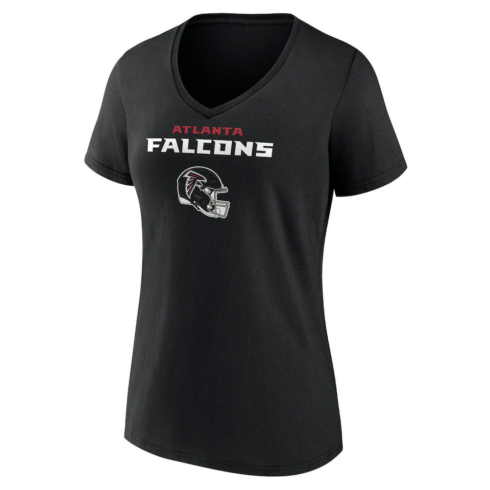 Atlanta Falcons Women's Personalized Name & Number Team Wordmark V-Neck T-Shirt Black | NFL