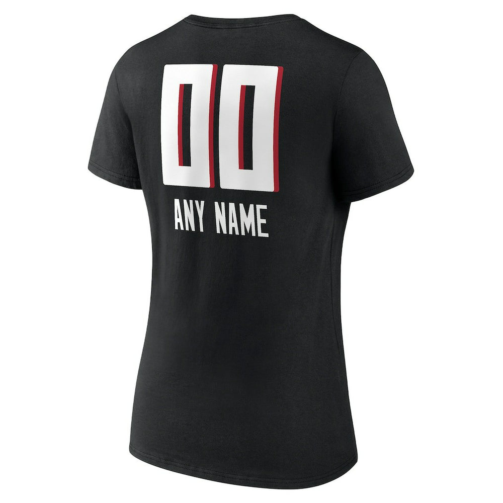 Atlanta Falcons Women's Personalized Name & Number Team Wordmark V-Neck T-Shirt Black | NFL