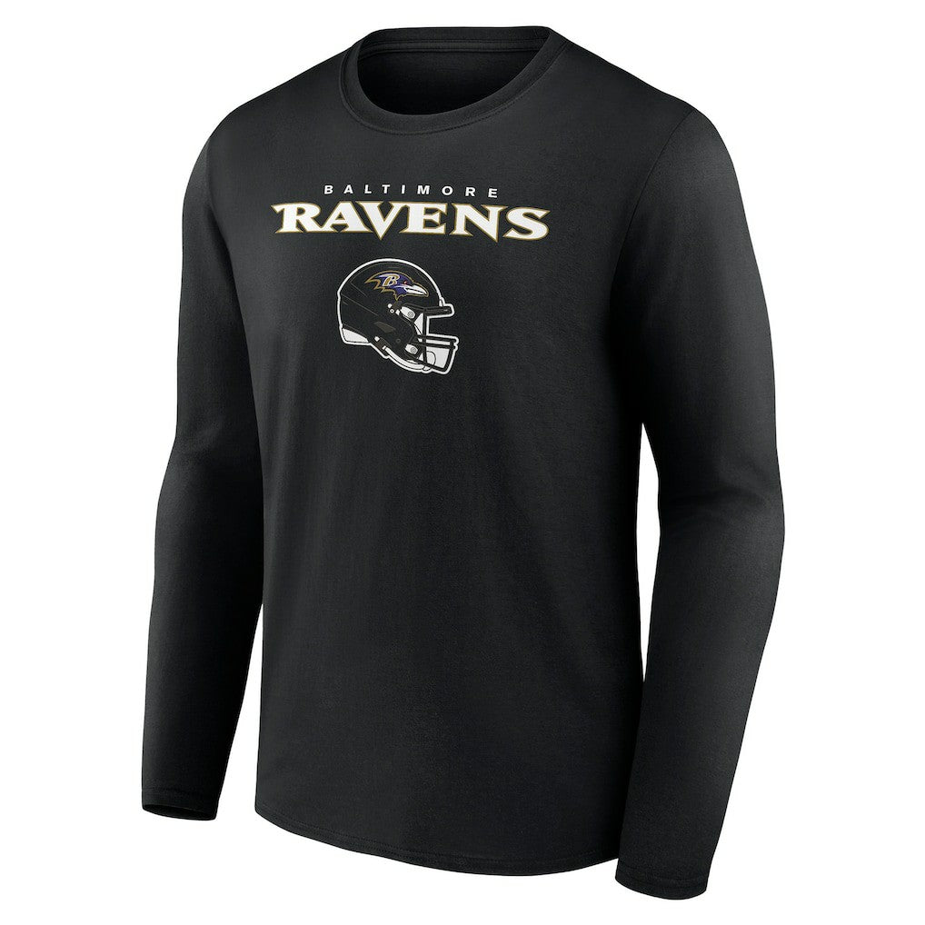 Baltimore Ravens Personalized Name & Number Team Wordmark Long Sleeve T-Shirt Black | NFL