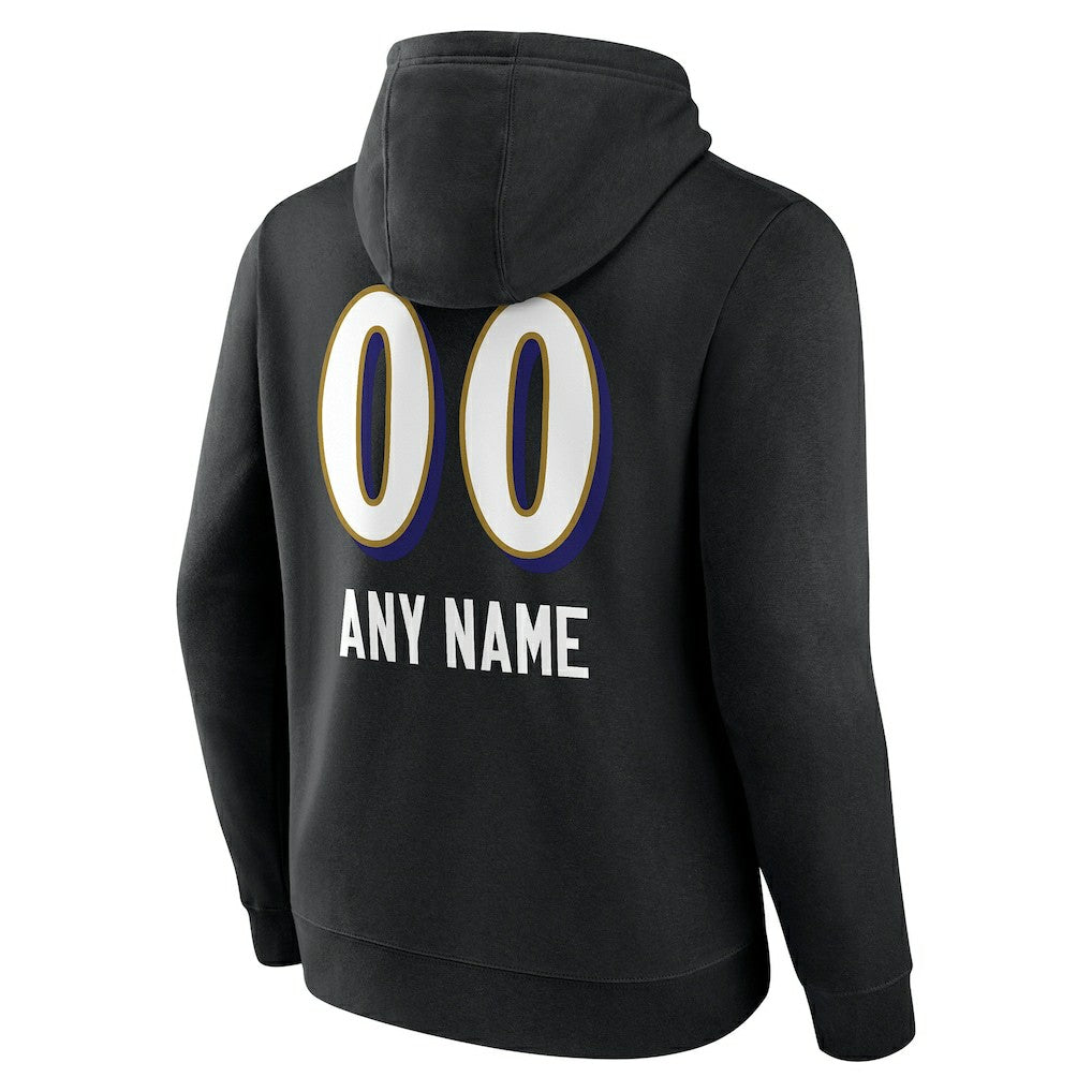 Baltimore Ravens Personalized Name & Number Team Wordmark Pullover Hoodie Black | NFL