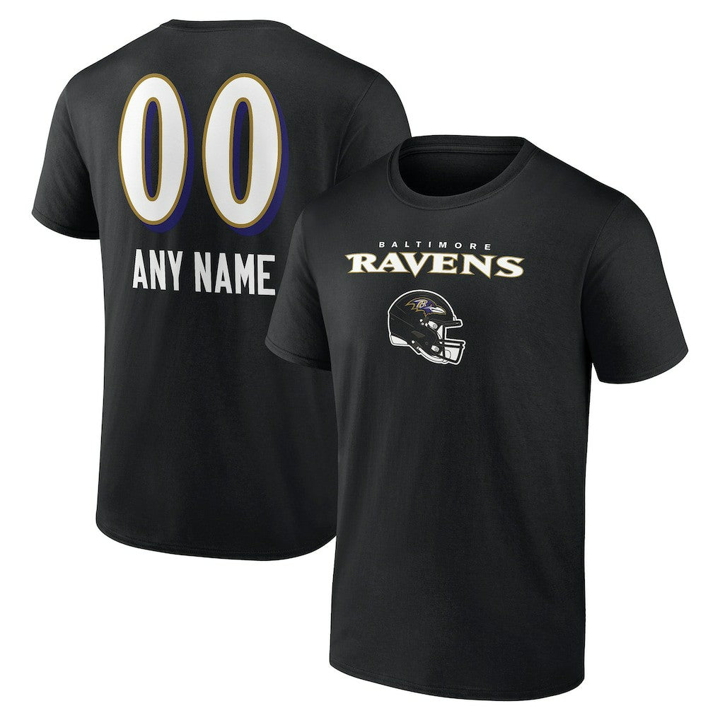 Baltimore Ravens Personalized Name & Number Team Wordmark T-Shirt Black | NFL