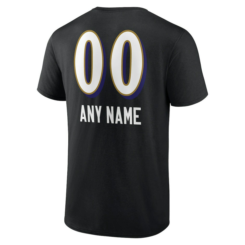 Baltimore Ravens Personalized Name & Number Team Wordmark T-Shirt Black | NFL