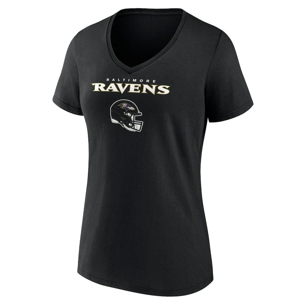 Baltimore Ravens Women's Personalized Name & Number Team Wordmark V-Neck T-Shirt Black | NFL