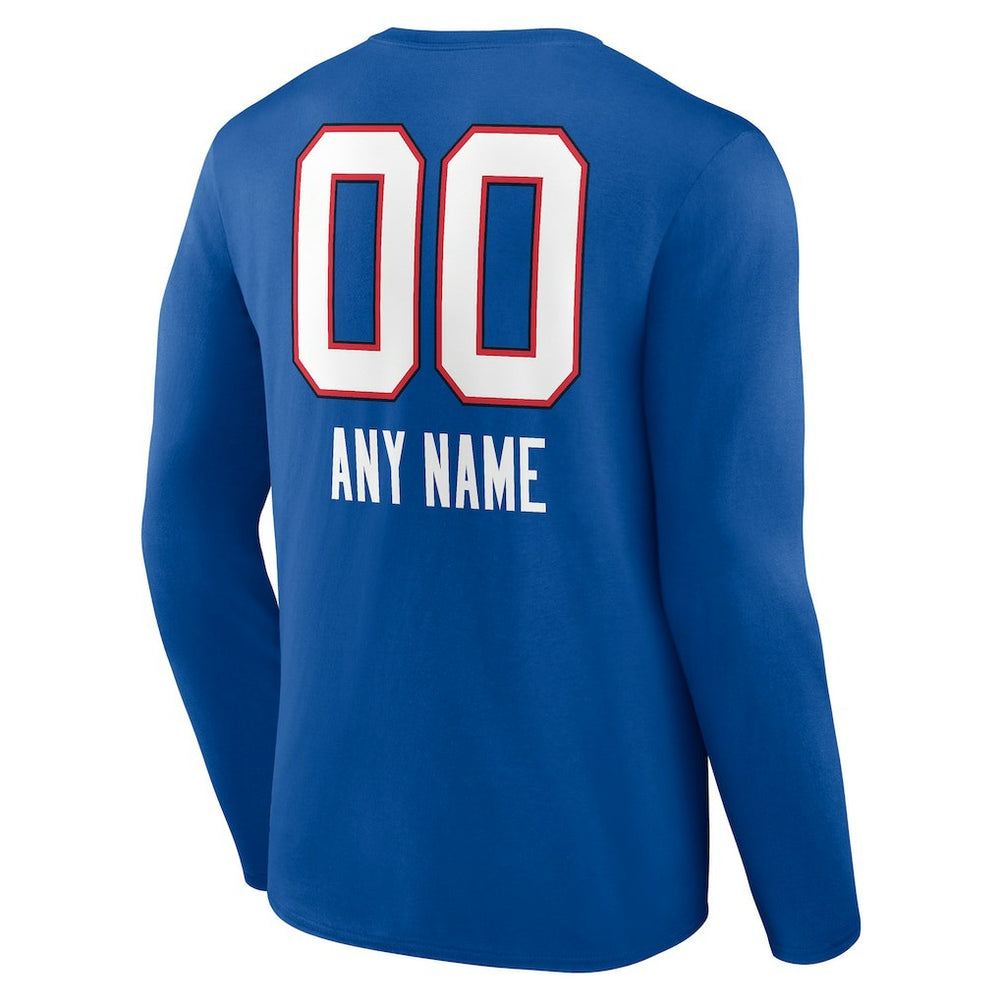 Buffalo Bills Personalized Name & Number Team Wordmark Long Sleeve T-Shirt Royal | NFL