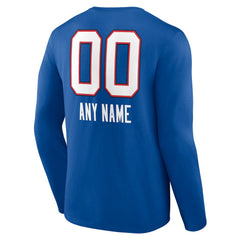 Buffalo Bills Personalized Name & Number Team Wordmark Long Sleeve T-Shirt Royal | NFL