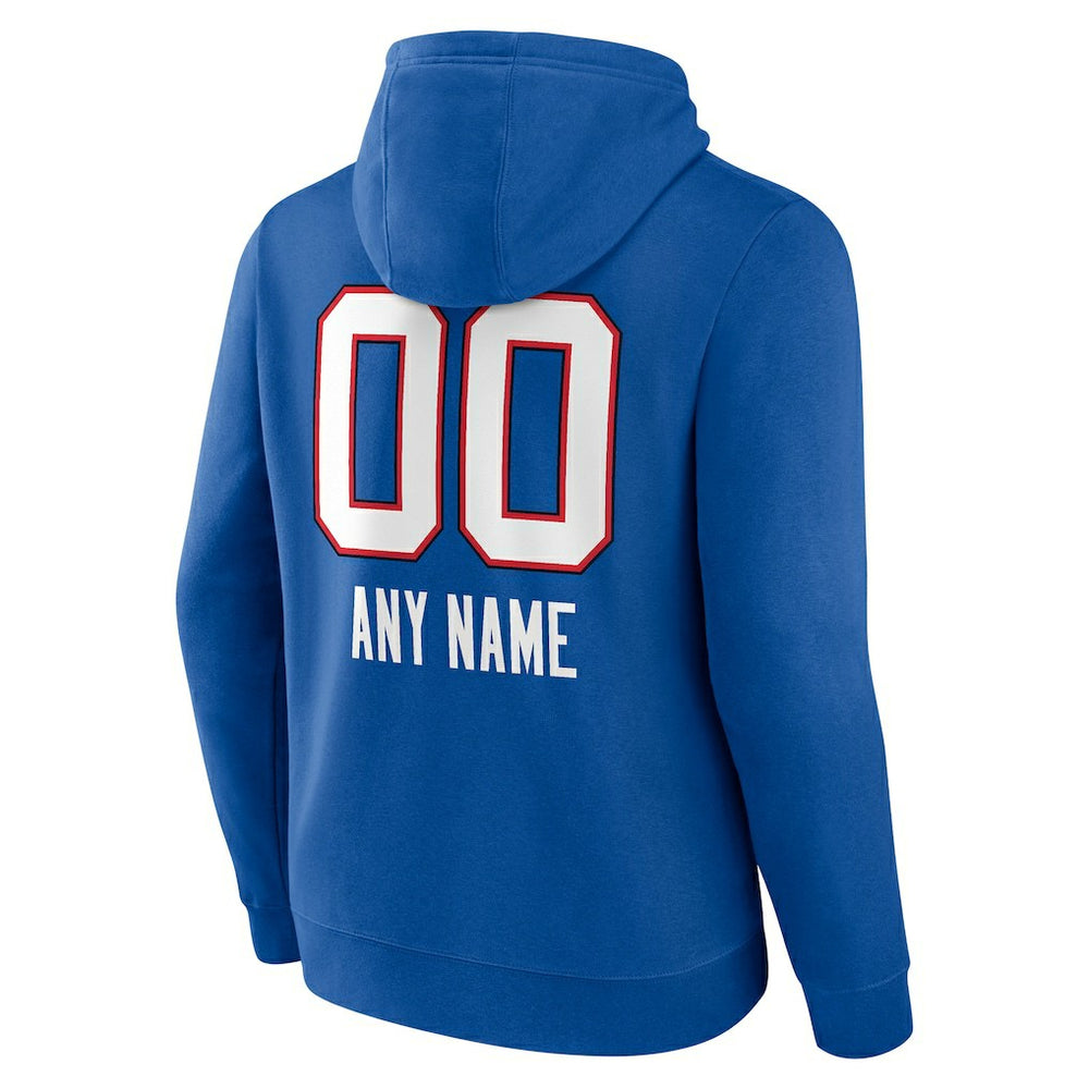 Buffalo Bills Personalized Name & Number Team Wordmark Pullover Hoodie Royal | NFL
