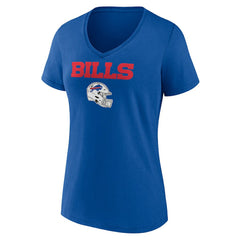 Buffalo Bills Women's Personalized Name & Number Team Wordmark V-Neck T-Shirt Royal | NFL