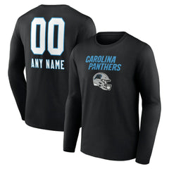 Carolina Panthers Personalized Name & Number Team Wordmark Long Sleeve T-Shirt Black | NFL