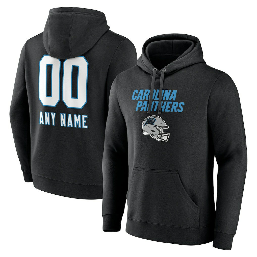 Carolina Panthers Personalized Name & Number Team Wordmark Pullover Hoodie Black | NFL