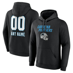 Carolina Panthers Personalized Name & Number Team Wordmark Pullover Hoodie Black | NFL