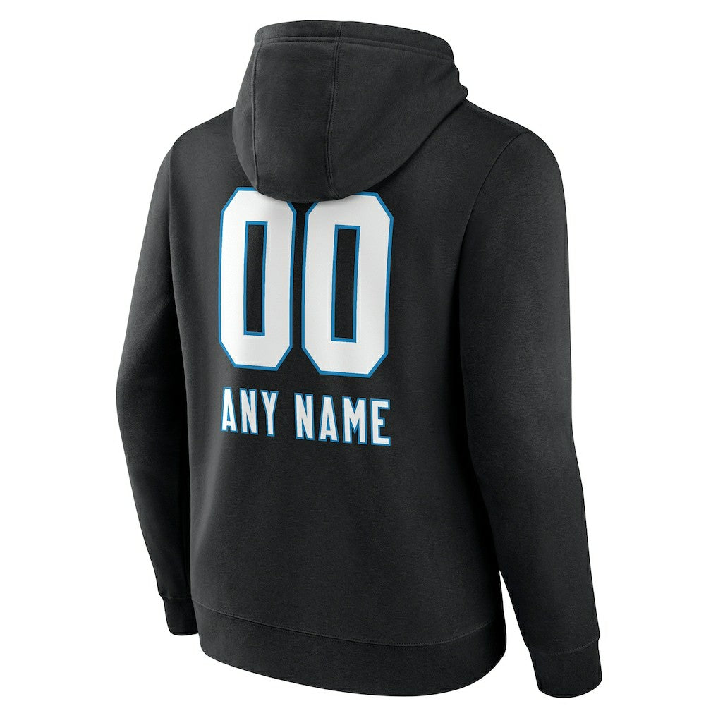 Carolina Panthers Personalized Name & Number Team Wordmark Pullover Hoodie Black | NFL