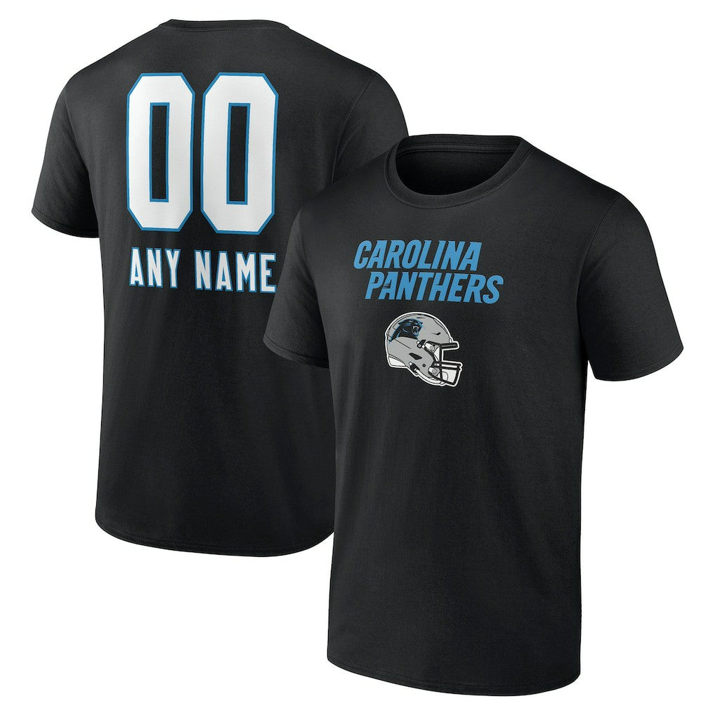 Carolina Panthers Personalized Name & Number Team Wordmark T-Shirt Black | NFL
