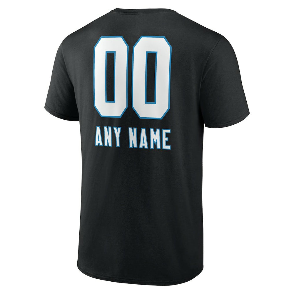 Carolina Panthers Personalized Name & Number Team Wordmark T-Shirt Black | NFL