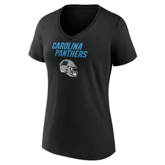 Carolina Panthers Women's Personalized Name & Number Team Wordmark V-Neck T-Shirt Black | NFL