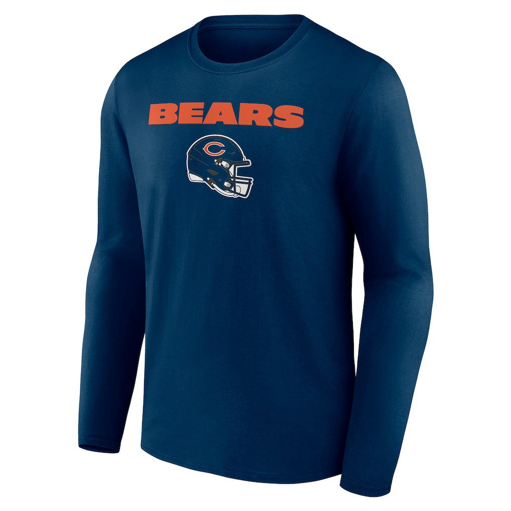Chicago Bears Personalized Name & Number Team Wordmark Long Sleeve T-Shirt Navy | NFL