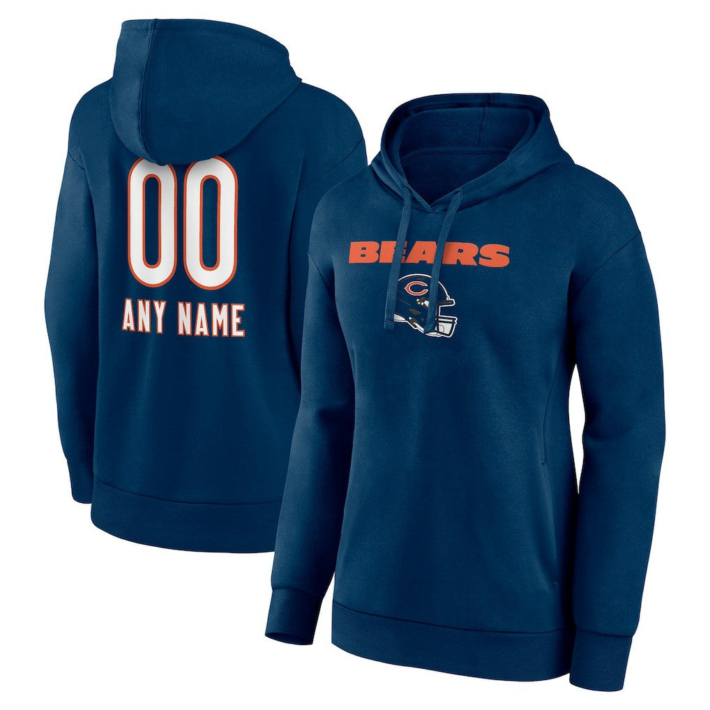 Chicago Bears Women's Personalized Name & Number Team Wordmark Pullover Hoodie Navy | NFL