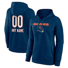 Chicago Bears Women's Personalized Name & Number Team Wordmark Pullover Hoodie Navy | NFL