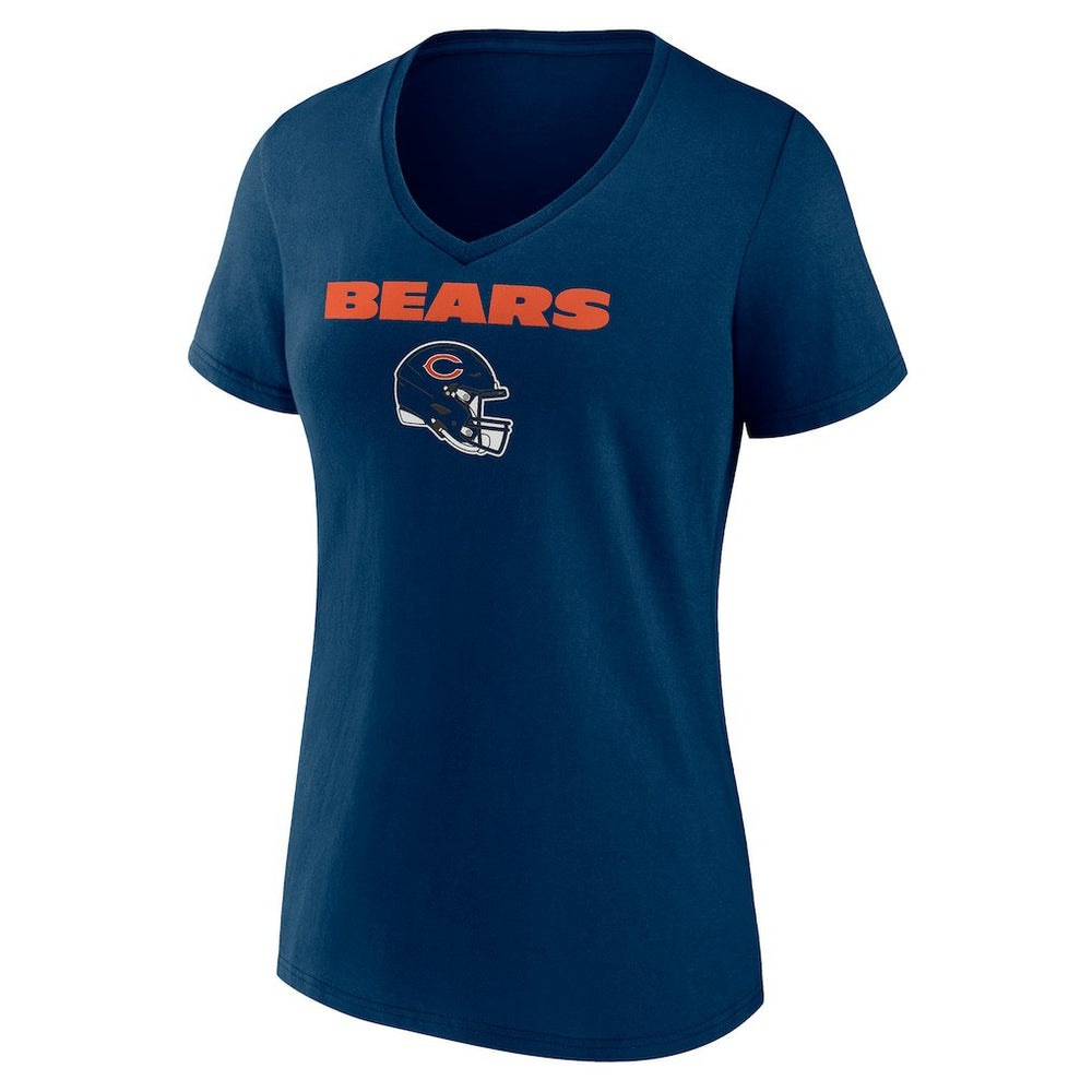 Chicago Bears Women's Personalized Name & Number Team Wordmark V-Neck T-Shirt Navy | NFL