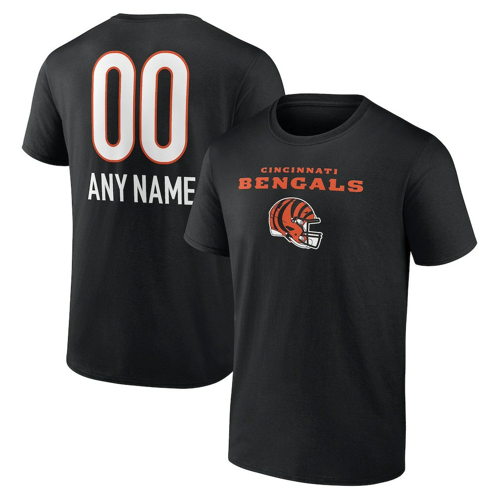 Cincinnati Bengals Personalized Name & Number Team Wordmark T-Shirt Black | NFL