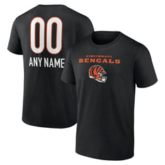 Cincinnati Bengals Personalized Name & Number Team Wordmark T-Shirt Black | NFL