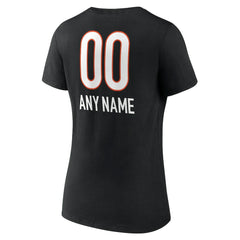 Cincinnati Bengals Women's Personalized Name & Number Team Wordmark V-Neck T-Shirt Black | NFL