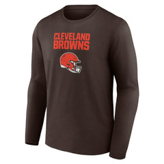 Cleveland Browns Personalized Name & Number Team Wordmark Long Sleeve T-Shirt Brown | NFL